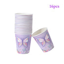 Pink Purple Butterfly Disposable Tableware Paper Plate Cup Napkin Banner Butterfly Birthday Party Decor Baby Shower Wedding Supp