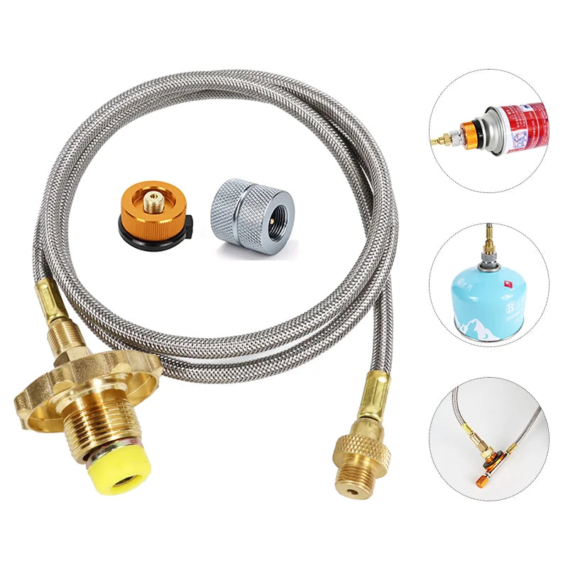 Outdoor Gas Stove Propane Refill Adapter Gas Tank Connection Line Camping Burner Adapter LPG Cylinder Hose Connector