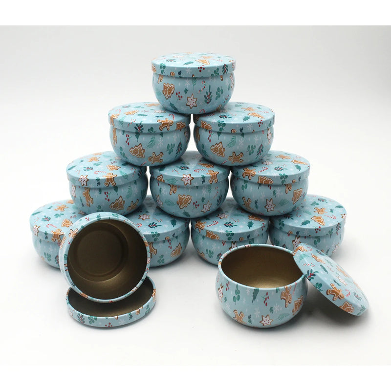 12pcs Premium Floral Printed Candle Tins，DIY Round candle container，Be used for Creative Candle Making, Christmas candle jars.