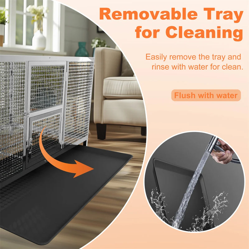 Heavy Duty Stainless Steel Chicken Coop Duck Rabbit Hen House with Dense Net Dog Cage with Waterproof Cover Yard