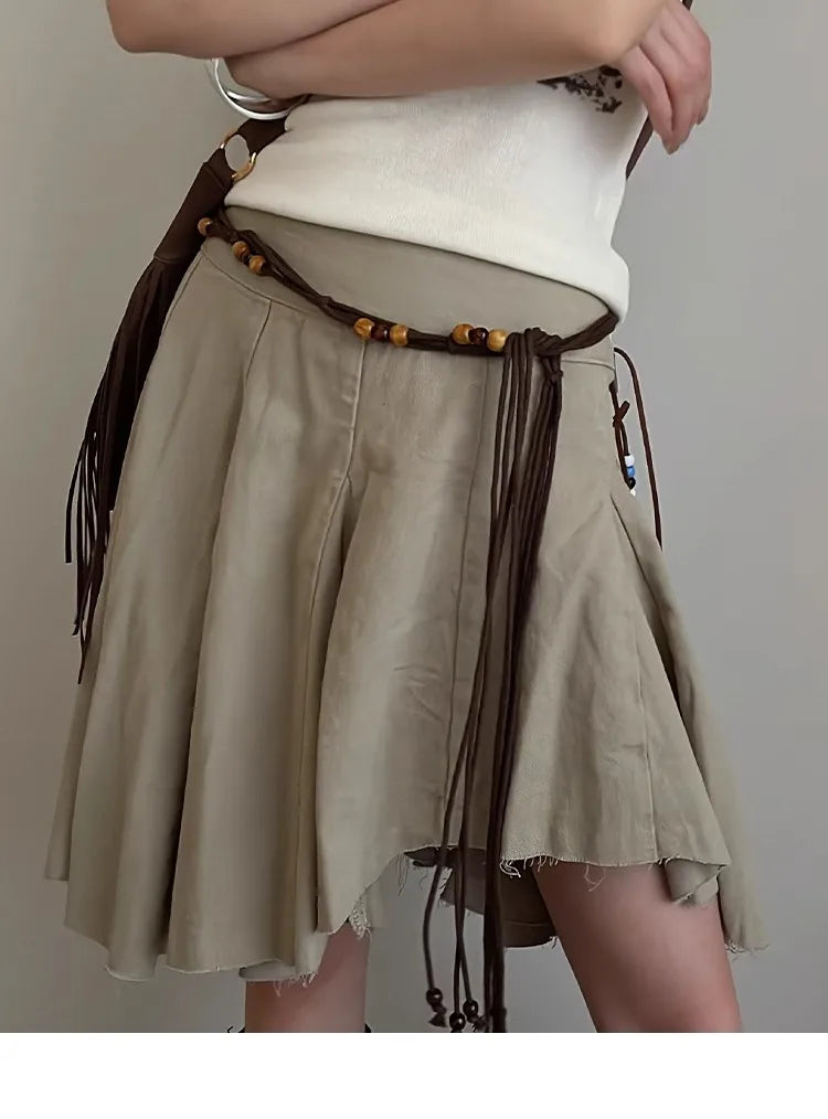 Bohemian-Style Black Braided Waistline Women With Dress Sexy Belt y2k Chatelaine Trend