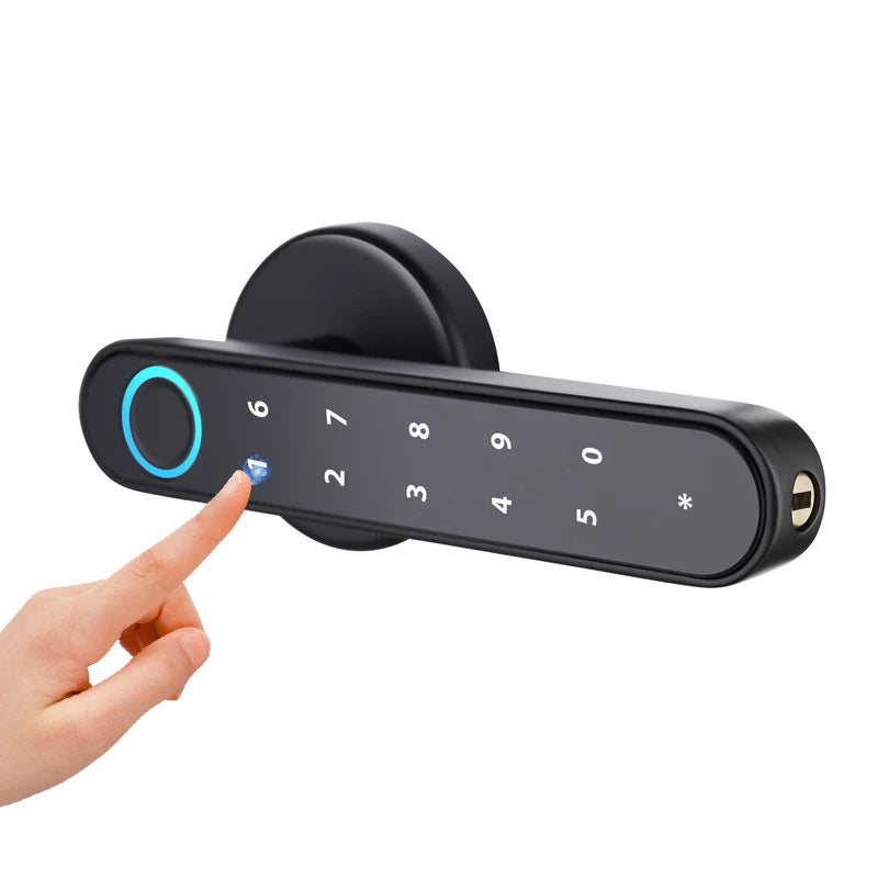 Tuya SmartLife APP Smart Fingerprint Password RFID Card Lock Dead Bolt With Key For Indoor Wooden Metal Door
