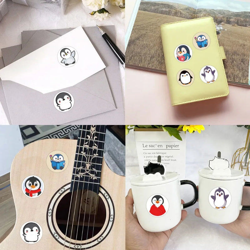 500PCS Cartoon Penguin Stickers for Kid Funny DIY Decal Toy Gift DIY Laptop Fridge Suitcase Skateboard Cute Animal Label Sticker