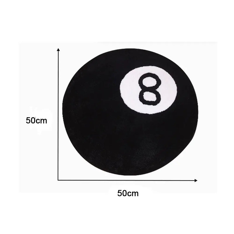 Round 8 Ball Rug Creative Soft Plush 8 Ball Mat Anti-slip Black 8 Ball Carpet Hoom Decor