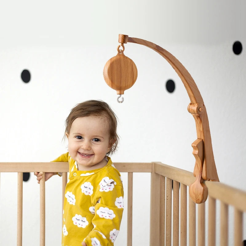 Let's Make Baby Imitation Wooden Bed Bell Bracket Mobile Hanging Rattles Toy Hanger Kid Crib Mobile Bed Bell Toy Plastic Bracket