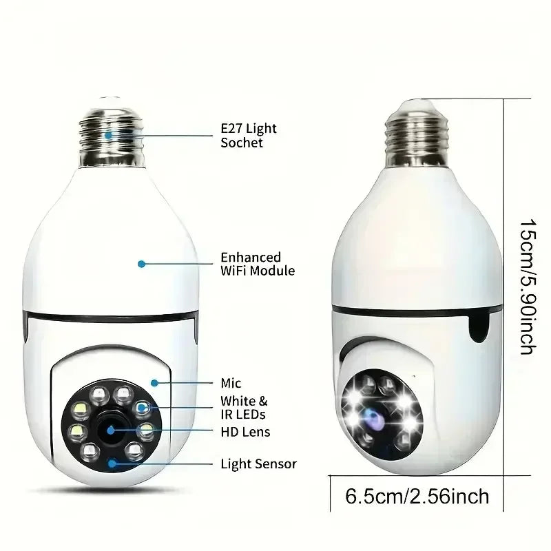 Panoramic bulb camera wireless E27 bulb camera projection 360 degree rotation high-definition night vision full-color