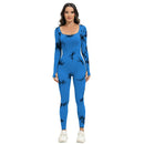 Ribbed Long Sleeve Sport Jumpsuits Women Tie Dye Yoga Jumpsuits Workout Bodycon Seamless Ribbed Yoga Workout Jumpsuit Romper