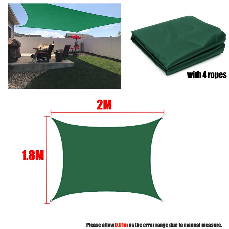 DarkGreen 420D Waterproof Shade Sail Square Rectangle sunshade garden terrace Canopy swimming Sun shade Camping Yard sail awning