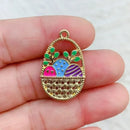 10pcs Alloy Dripping Cartoon Easter Eggs Charm Pendant Necklace Keychain Earrings DIY Rabbit Eggshell Handmade