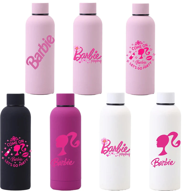 Anime 500Ml Barbie Stainless Steel Insulation Cup Kawaii Cold Insulated Sport Water Bottle High Capacity Thermos Drinking Kettle