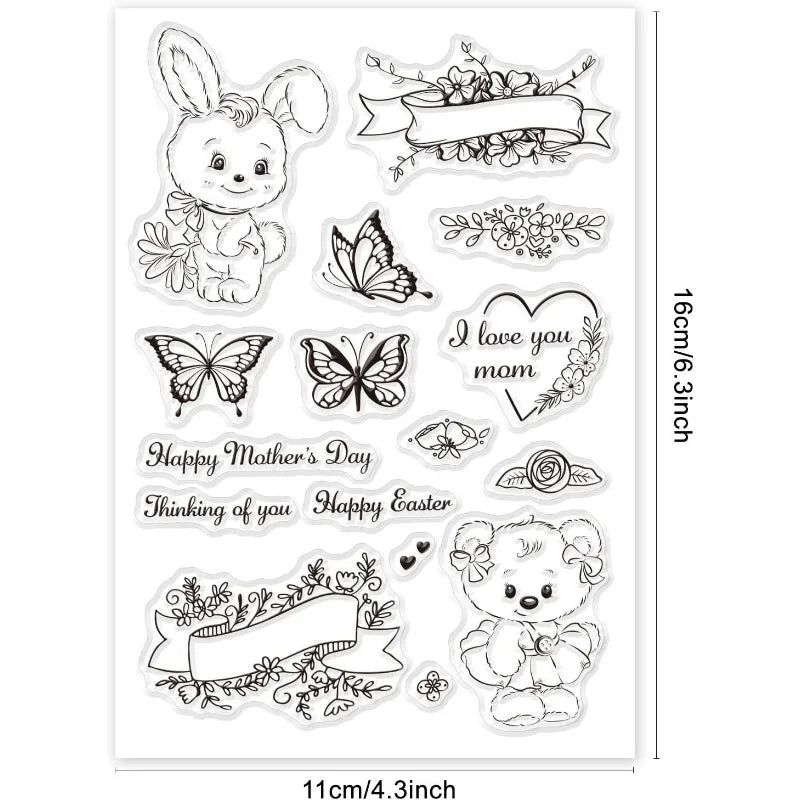 Easter Themed Silicone Clear Stamps Transparent Stamps for Birthday Valentine's Day Party Cards Making DIY Scrapbooking