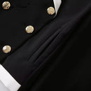 MoaaYina Fashion Runway Autumn Winter Jackets Coat Women Turn-down Collar Long Sleeve Double buckle Lady Black Office Outerwear