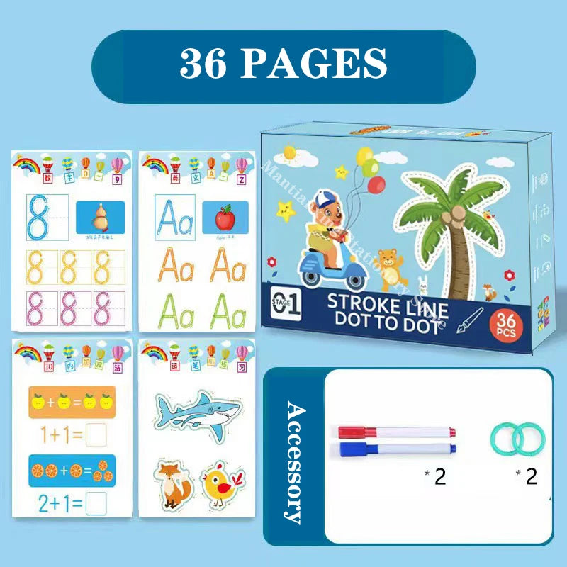 English Magical Book Learning Letter in Tracing Workbook for Kids Reusable Calligraphy Copybook for Kids Montessori Writing Book