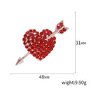 Full Red Rhinestone An Arrow Through The Heart Brooch Pin For Women Crystal Love Heart Brooches Party Lovers Luxury Jewelry Gift