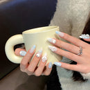 10pcs/1set Black White Press On Nails With Smudging Design Ultra-flexible Long Lasting Fake Nails For Daily And Parties Wearing
