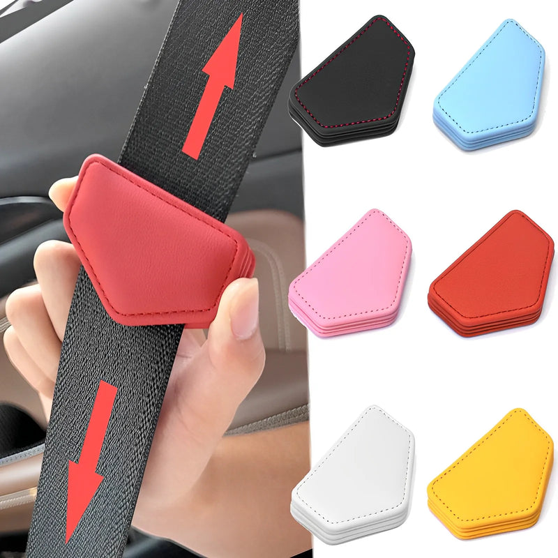 Car Seat Belt Clip Magnetic Safety Belt Fixed Limiter PU Seat Belt Stopper Buckle with Card Clip Car Decoration Auto Accessories