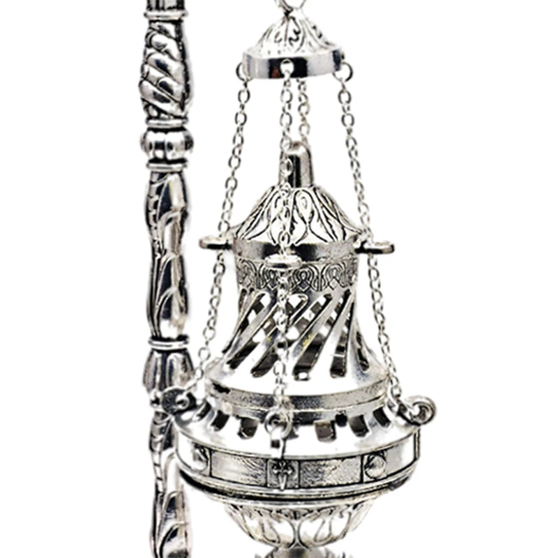 Ornate Charcoal Incense Burner Ash Catcher Censer Thurible Tabletop Decor