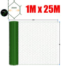 BRIEFNESS Hexagonal Chicken Wire 25mm Mesh, 1m Height Garden Fence, Rabbit/Poultry Netting, Bird & Rat Proof Animal Enclosure