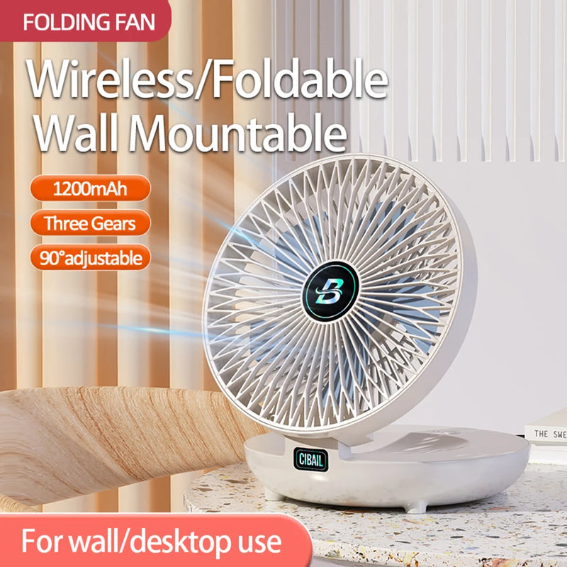 2024 Best Selling Rechargeable 90° Adjustable Desktop Fan Portable Air Conditioner Wall Mounted Fan Foldable for Home Office