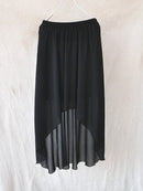 SETWIGG Summer Bohemian Style Dip Hem Long Chiffon Skirts Elastic Waist High Low Long Pleated Asymmetric Chiffon Skirts 15 Color