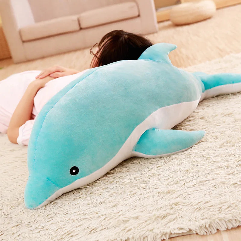 Large Plush Dolphin Toys Stuffed Sea Animal Cute Girls Dolls Baby Sleeping Pillow Christmas Birthday Halloween Gift For Children