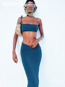 Chicology Damen Sommer 2022 2-teiliges Set Damen Crop Tank Top High Waist Hose Mode Großhandels-Outfits