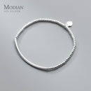 Modian Real 925 Sterling Silver Simple Heart Beads Bracelet for Women Platinum Plated Adjustable Bracelets Party Gift 16+3CM