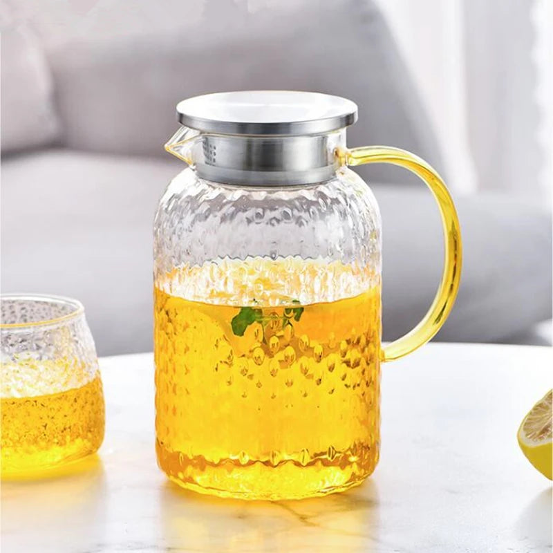 1.2L 1.5L 1.8L 2L Heat Resistant Explosion-Proof Glass Juice Jug Water Cup Cold Kettle Heated Container Canteen Clear Teapot