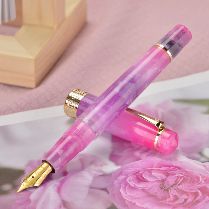 Asvine P20 Piston Filling Fountain Pen Acrylic Beautiful Patterns EF/F/M Nib with Golden Clip Smooth Writing Office Gift Pen