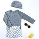 2025 Kids Boy Swimsuits Summer Sun Protection Vacation Beach Pants Long sleeve Tops with Hat Children Surfing Swim Suit 1-7T