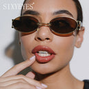 Vintage Small Oval Punk Sunglasses Women Men Steampunk Fashion Metal Frame Sun Glasses Trendy Shades For Beach Y2K Eyeglasses
