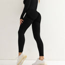 Fitness Damen Sport Nahtlose Leggings Hohe Taille Elastische Einfarbige Yoga Leggings Fitnessstudio Jogging Schnelltrocknende Push Up Slim Hose Damen