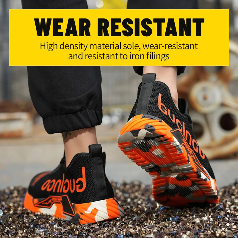 Fashion Sports Shoes Work Boots Puncture-Proof Safety Shoes Men Steel Toe Shoes Security Protective Shoes Indestructible