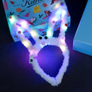LED 14 Lamp Long Rabbit Ear Headband  Flashing Colorful String Lamp Luminous Hairband Birthday Party Christmas Easter Headband
