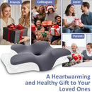 Ergonomic Butterfly Memory Foam Pillow Cooling Ice Silk Contour Cervical Support Pillow Orthopedic Neck Pain Relief Massage Bed Pillow Deep Sleep