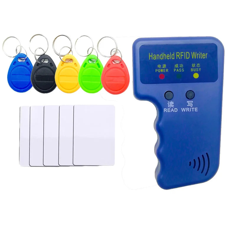 Handheld 125KHz RFID Duplicator Copier Writer Duplicator Programmer Reader EM4305 T5577 Rewritable ID Keyfobs Tags Cards