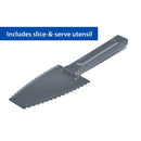 Round Plastic Cake and Cupcake Holder with Gray Handle, Clasp and Base (1 of Each), Includes Slicing and Serving Utensil