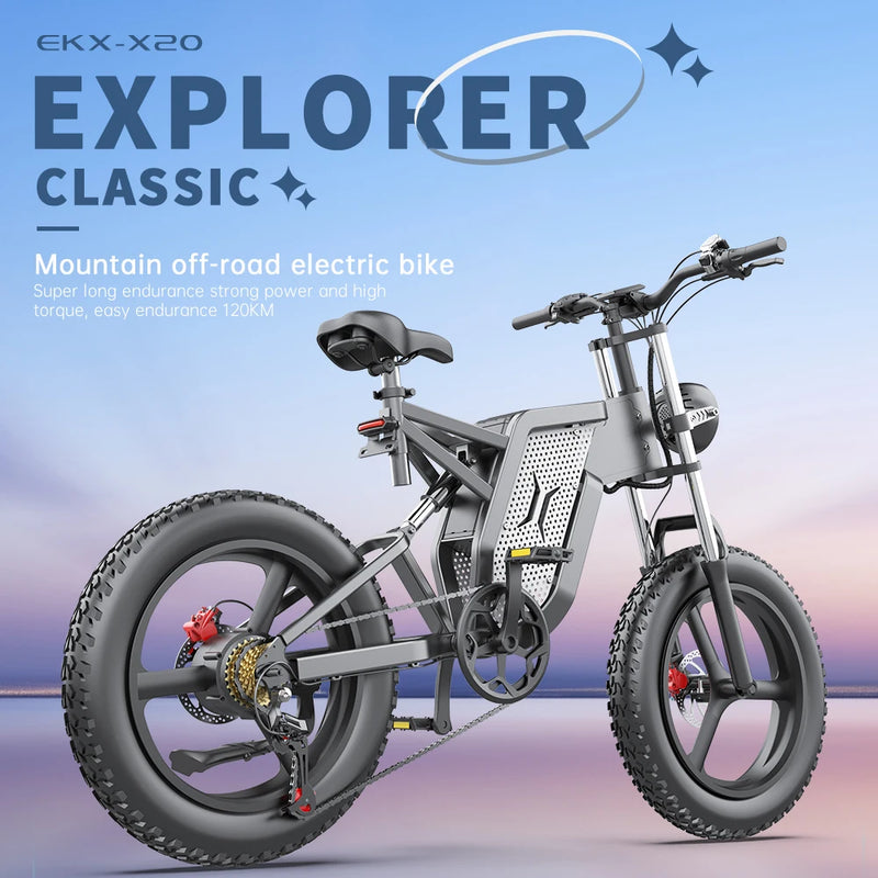 EKX X20 Electric Bicycle 35AH 1000W 48V Adult Mountain Ebike 20 Inch Mountain Moped Men's Road Hydraulic Oil Brake Electric Bike