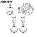 ANENJERY Silver Color Zircon Water Drop Necklace+Earrings For Women Jewelry Sets Best Gift