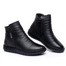 GKTINOO 2023 Winter Genuine Leather Ankle Boots Handmade Lady Soft Flat Shoes Comfortable Casual Moccasins Side Zip Ankle Boots