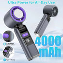 4000mAh Rechargeable Handheld Turbo Fan 199 Gear Wind Speed Semiconductor Refrigeration Cooling Fan Portable Personal Fan
