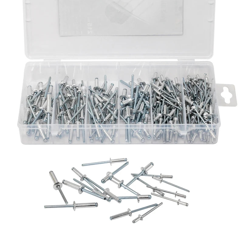 215Pcs Multiple Sizes Blind Rivets  Dome Head Blind Pop Rivet Assortment Kit,Pop Rivets Assortment Kit (Silver)