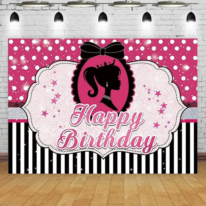 Barbie Black Pink Princess Candy Boxes Birthday Party Favor Plates Cups Tablecloth Cake Topper Kids Girl Baby Shower Party Decor