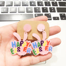 1 Pair Glitter Rabbit Carrot Bamboo Basket Acrylic Studs Earrings For Women Long Ear Rings Designer Jewelry Happy Easter Gifts