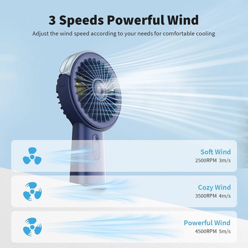 Portable Misting Fan, Handheld Mist Fan, USB Power Bank, 90° Adjustable Small Mister Fan, Personal Cooling Water Spray Fan