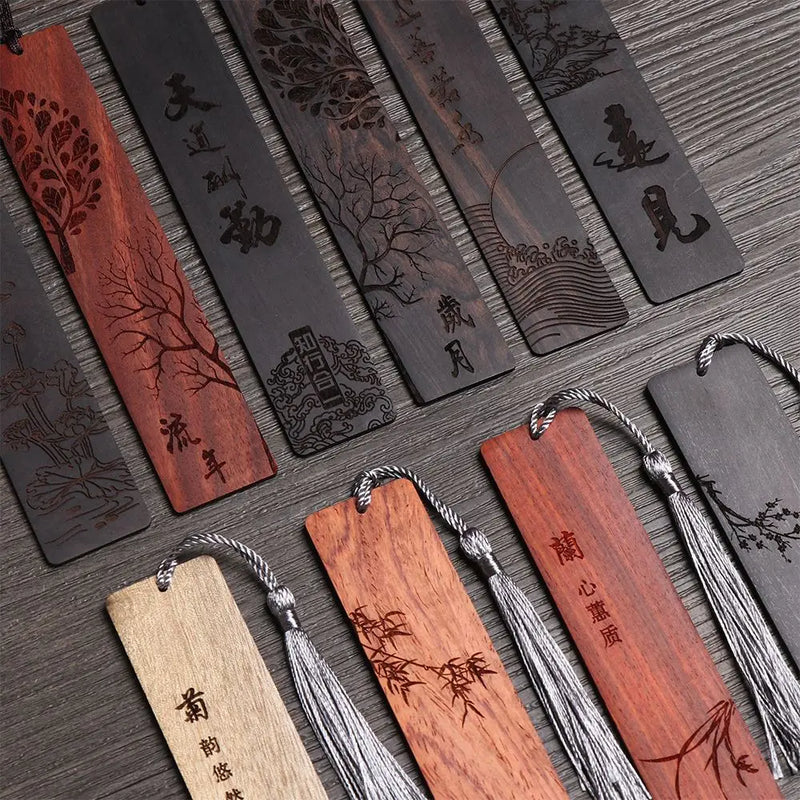 Bookmark Book Clip Pagination Mark Sandalwood Label Chinese Style Vintage Solid Wood Crafts Stationery School Office Supplies