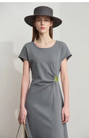 AMII Minimalist Summer Casual Dress for Women 2025 Solid Round Neck Sleeveless Dresses Lady Fashion Slim Straight Skirt 12512031