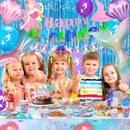 Mermaid Party Supplies and Decorations,202pcs/Serves 16 Decorations&Tableware Set-Party Plates Cups Tablecloth&Balloons Banner