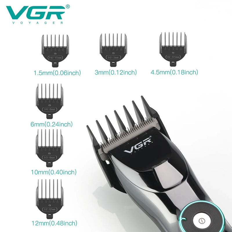 VGR Hair Trimmer Adjustable Hair Cutting Machine Cordless Hair Clipper Electric Barber Digital Display Trimmer for Men V-256