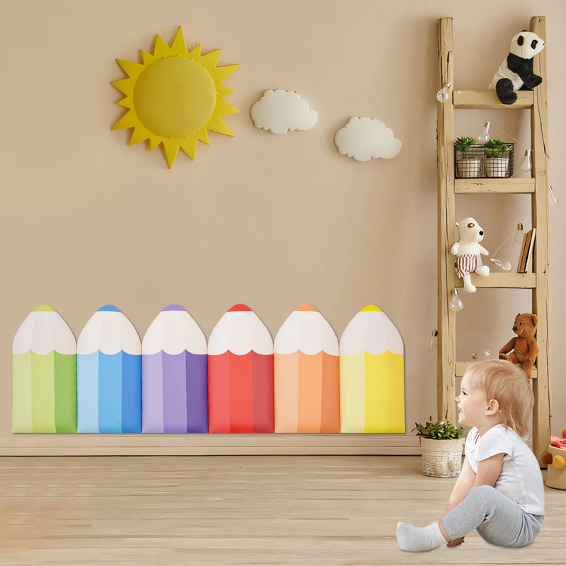 3D Pencil-Shaped Wall Padding for Kids, Wall Mats for Kids, Wall Padding for Kids, Playroom Wall Protection (6 Pcs)